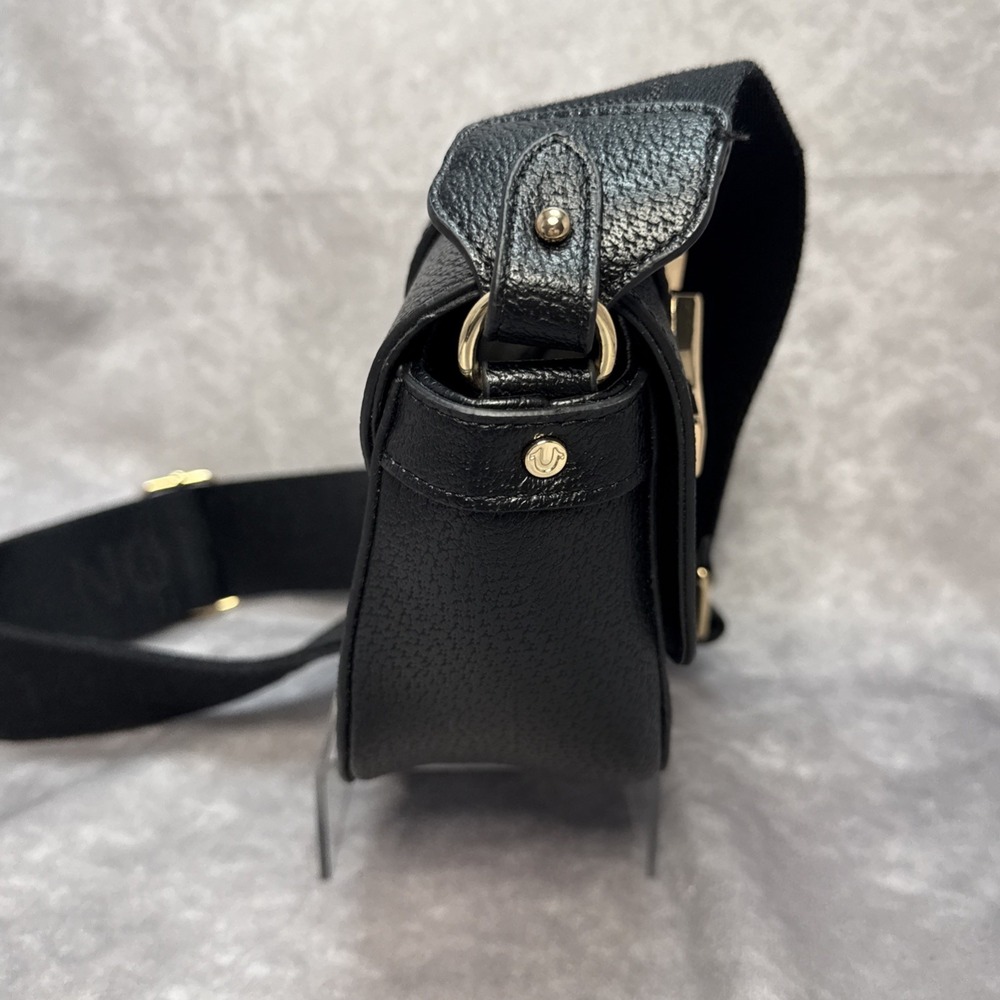 True Religion Stylish Mini Flap Horseshoe Logo Crossbody Bag Black - Picture 7 of 16